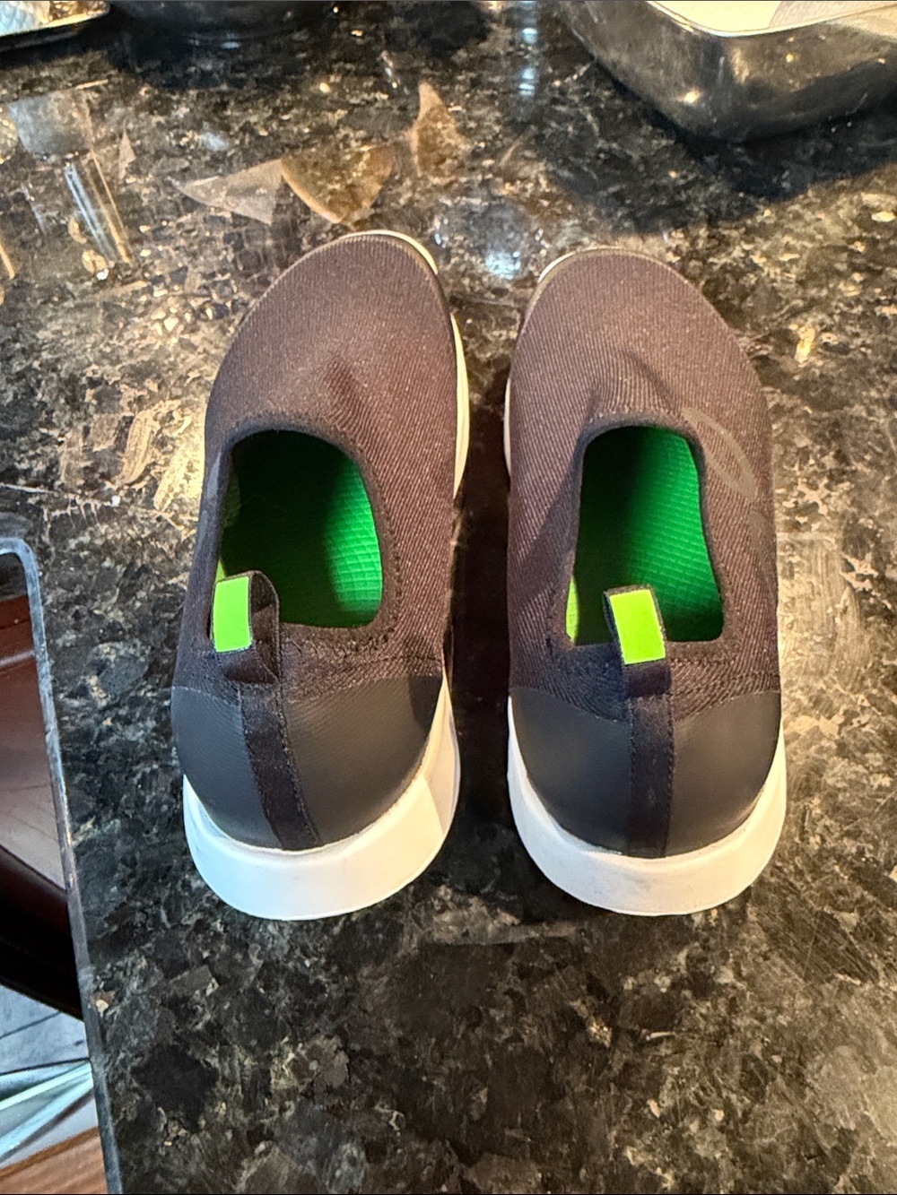 Slip-On Athletic Sneakers with Green Accents - Picture 2 of 5